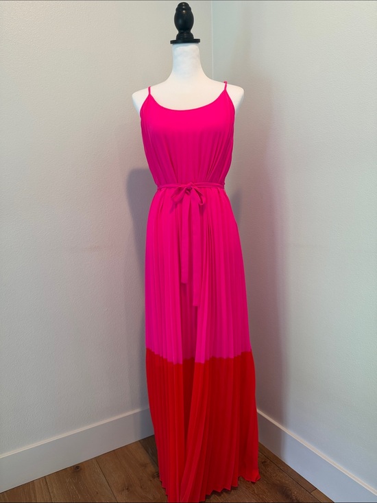 Skies Are Blue Dresses & Skirts - Skies Are Blue Hot Pink and Red Sleeveless Maxi Dress with Waist Tie